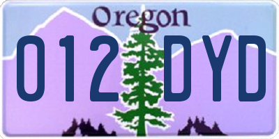 OR license plate 012DYD