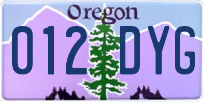 OR license plate 012DYG