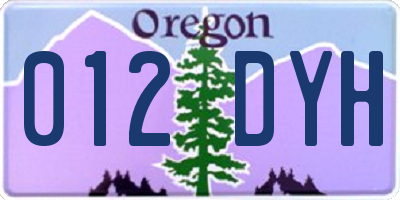 OR license plate 012DYH