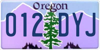 OR license plate 012DYJ