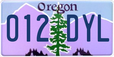 OR license plate 012DYL