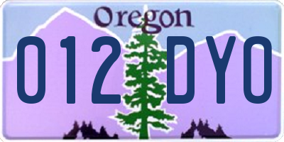 OR license plate 012DYO