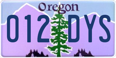 OR license plate 012DYS