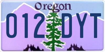 OR license plate 012DYT