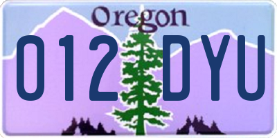 OR license plate 012DYU