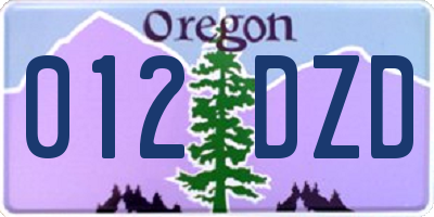 OR license plate 012DZD