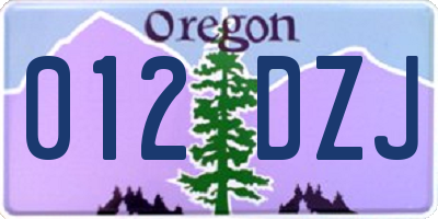 OR license plate 012DZJ