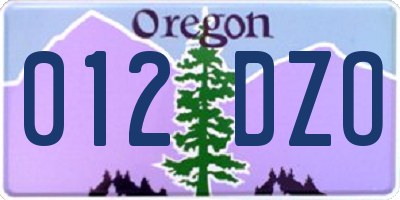 OR license plate 012DZO