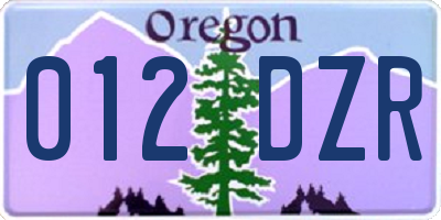 OR license plate 012DZR