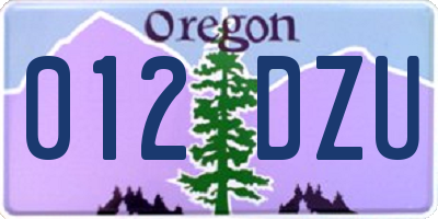 OR license plate 012DZU