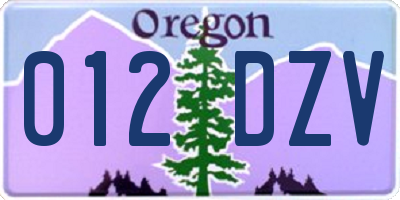OR license plate 012DZV