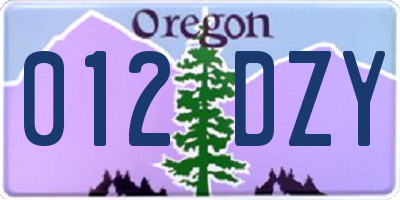 OR license plate 012DZY