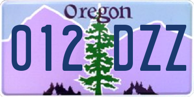 OR license plate 012DZZ