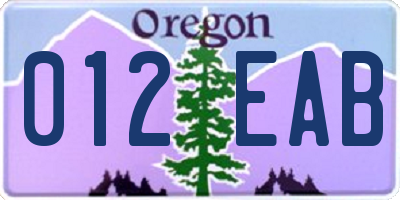 OR license plate 012EAB