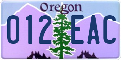 OR license plate 012EAC