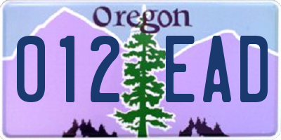 OR license plate 012EAD