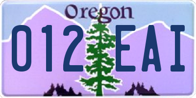 OR license plate 012EAI