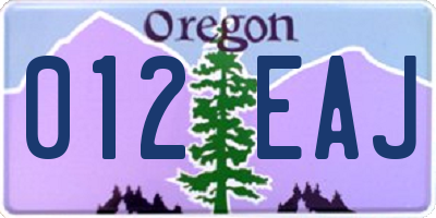 OR license plate 012EAJ