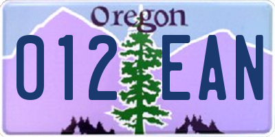 OR license plate 012EAN