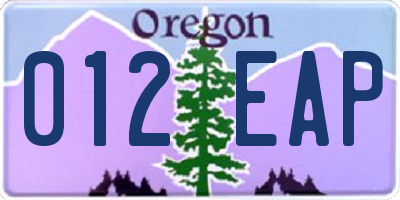 OR license plate 012EAP