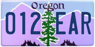 OR license plate 012EAR