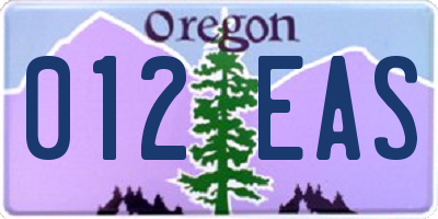 OR license plate 012EAS