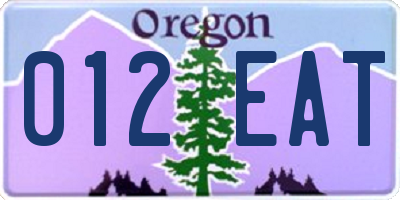 OR license plate 012EAT