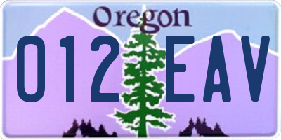 OR license plate 012EAV