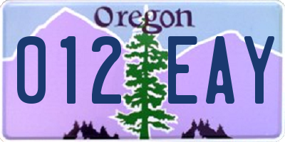 OR license plate 012EAY