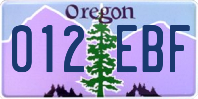 OR license plate 012EBF