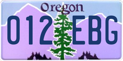OR license plate 012EBG