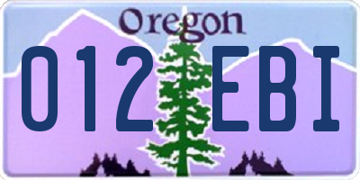 OR license plate 012EBI