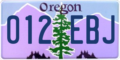 OR license plate 012EBJ