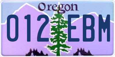 OR license plate 012EBM