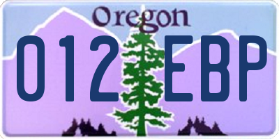 OR license plate 012EBP
