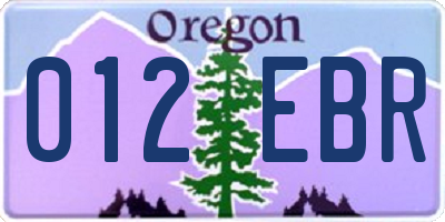 OR license plate 012EBR