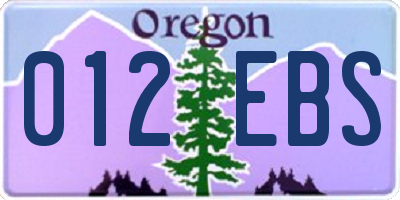OR license plate 012EBS