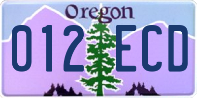 OR license plate 012ECD