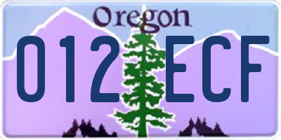 OR license plate 012ECF