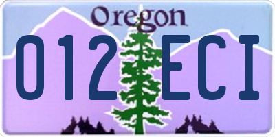 OR license plate 012ECI