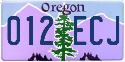 OR license plate 012ECJ