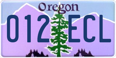 OR license plate 012ECL