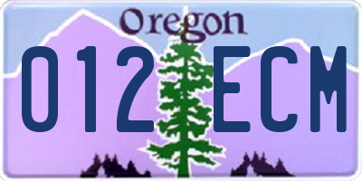 OR license plate 012ECM
