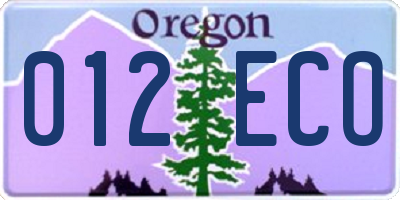 OR license plate 012ECO