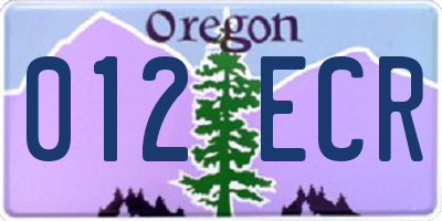 OR license plate 012ECR