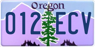 OR license plate 012ECV