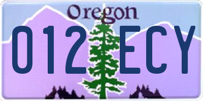 OR license plate 012ECY