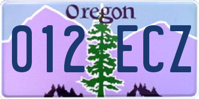 OR license plate 012ECZ