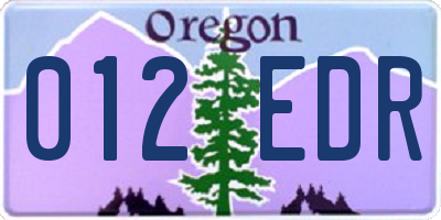 OR license plate 012EDR