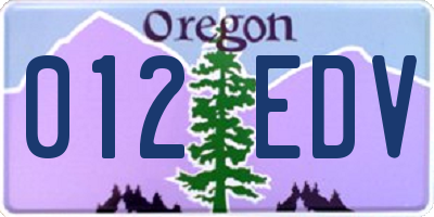 OR license plate 012EDV